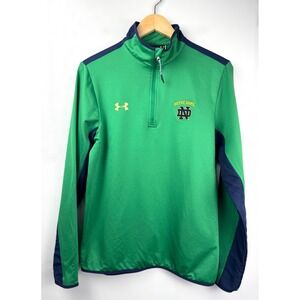 Under Armour Notre‎ Dame Fighting Irish Quarter Zip Pullover Green Loose Fit Sm